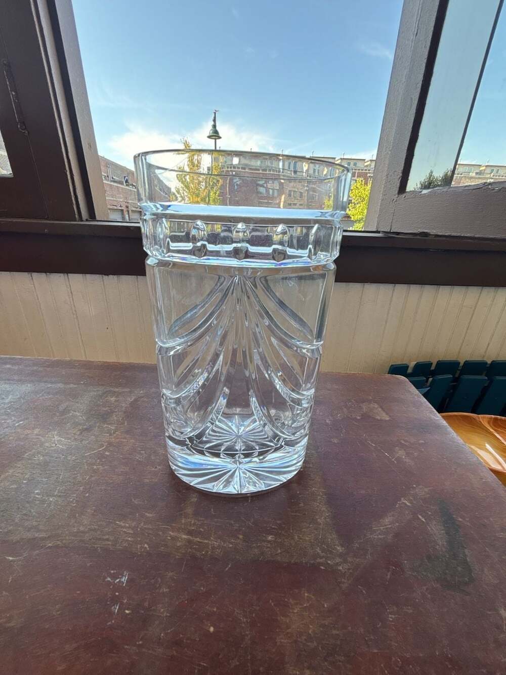 Waterford Crystal Overture Pattern Oval Cut Crystal Flower Vase